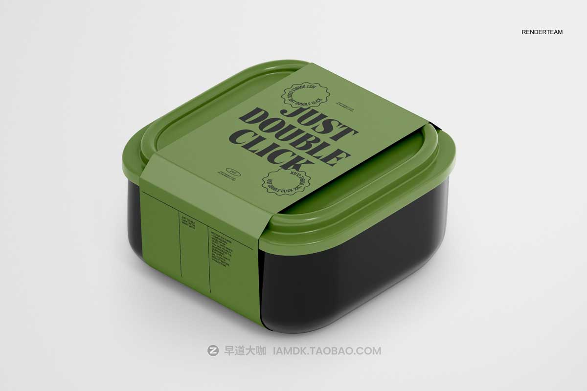 时尚美食食品水果外卖包装盒标签设计展示贴图PSD样机模板 Food Tray Box Mockup_img_2