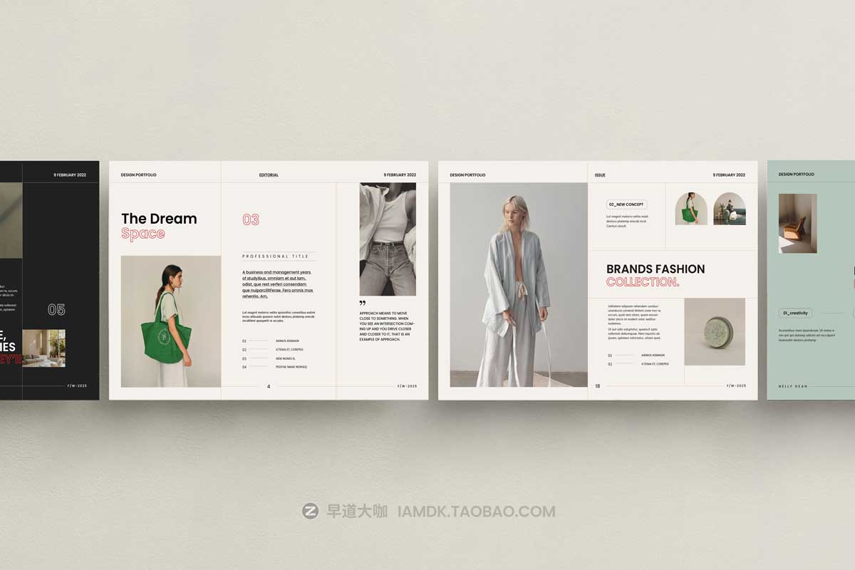 20页优雅横版A4品牌推广指导作品集画册排版版式设计id模板 Design Portfolio Template_img_2