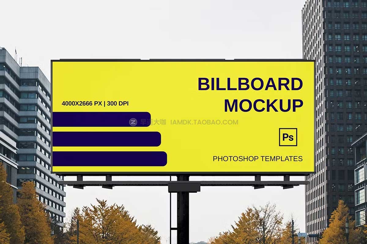 逼真城市户外街头高速广告牌海报设计展示贴图PSD样机模板 Advertising Billboard Mockup_img_2