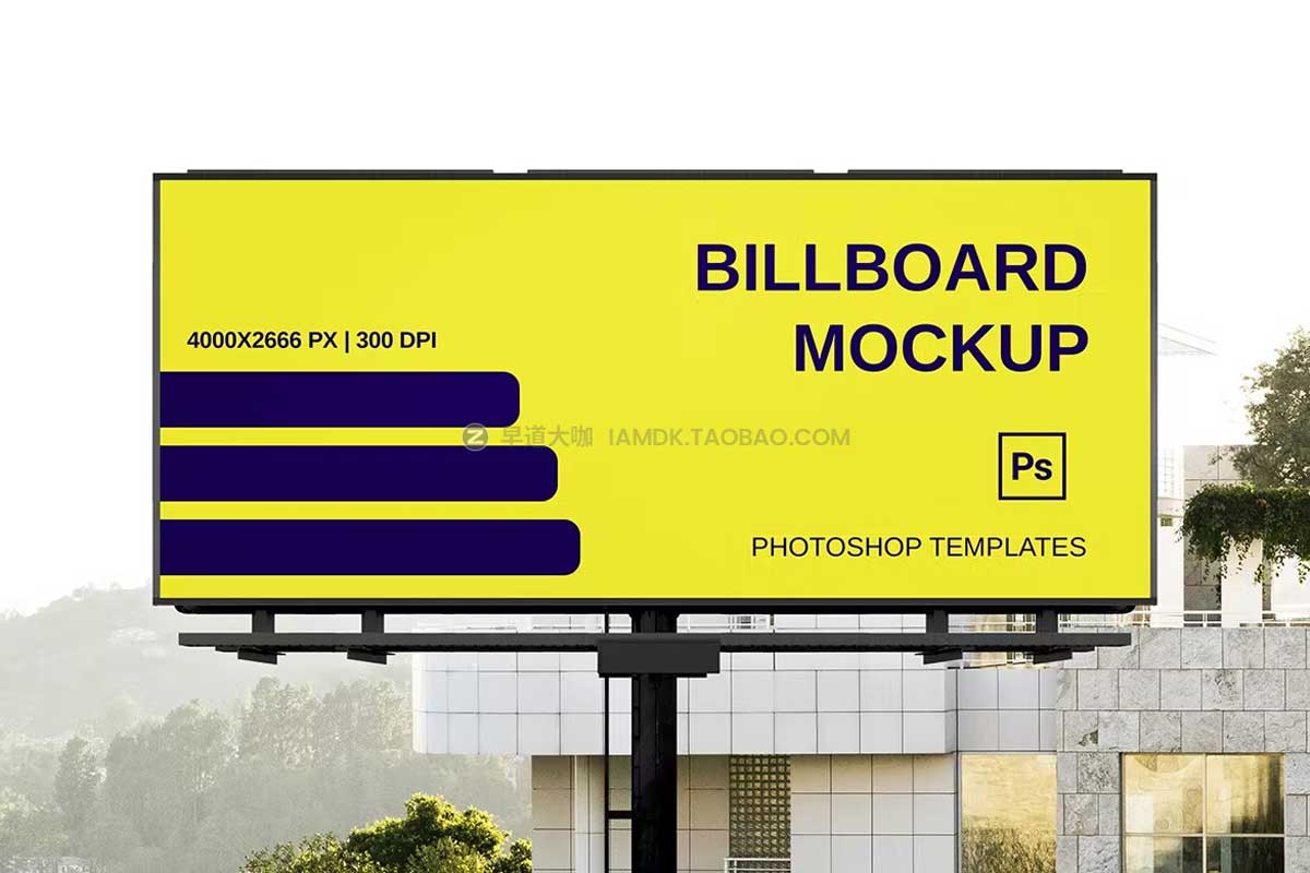 逼真城市户外街头高速广告牌海报设计展示贴图PSD样机模板 Advertising Billboard Mockup_img_2