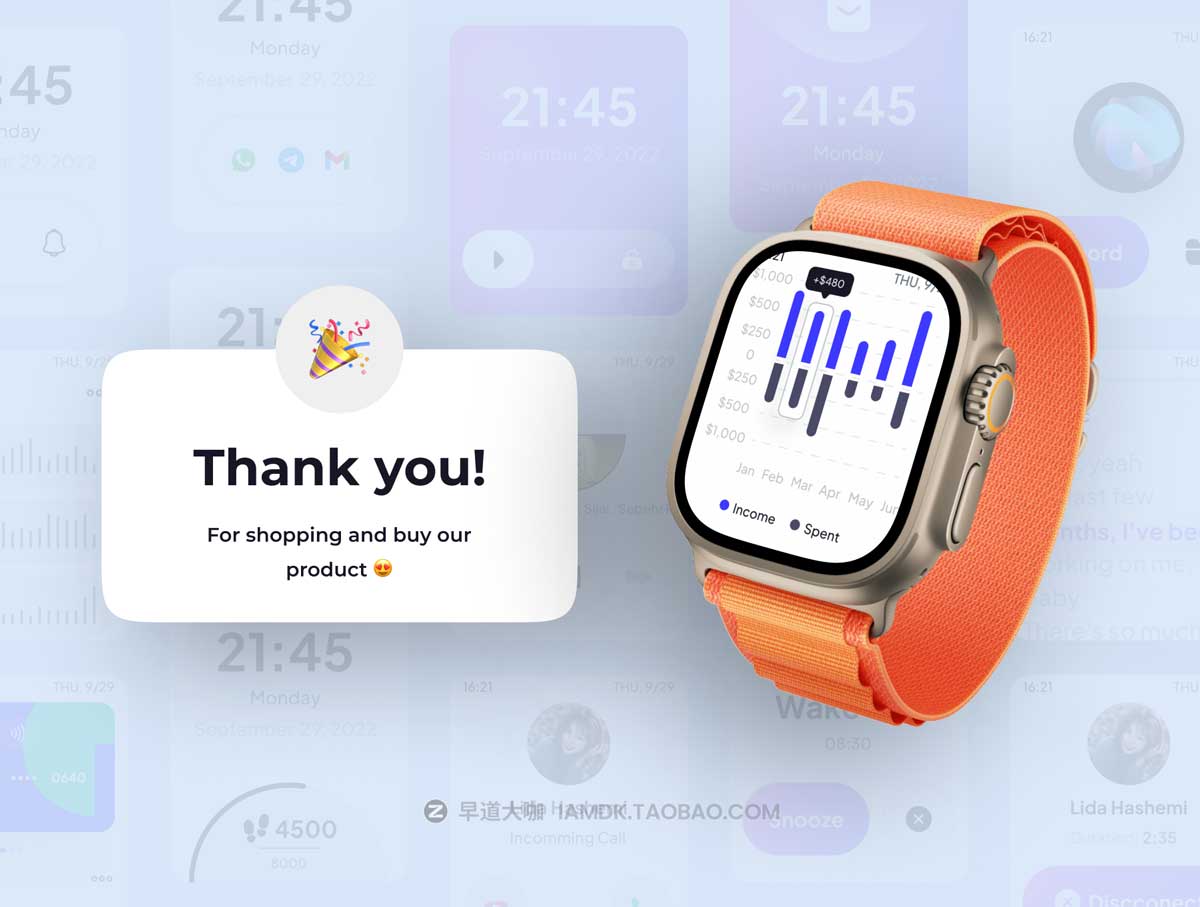 30+屏高级苹果iwatch智能手表系统界面设计UI套件 WatchKuy - Apple Watch UI Kit_img_2