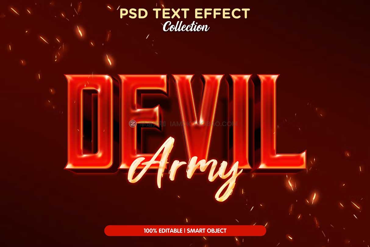 炫酷复古3D立体效果史诗电影游戏标题字体设计PS样机模板 3d darkside demon text effect template_img_2