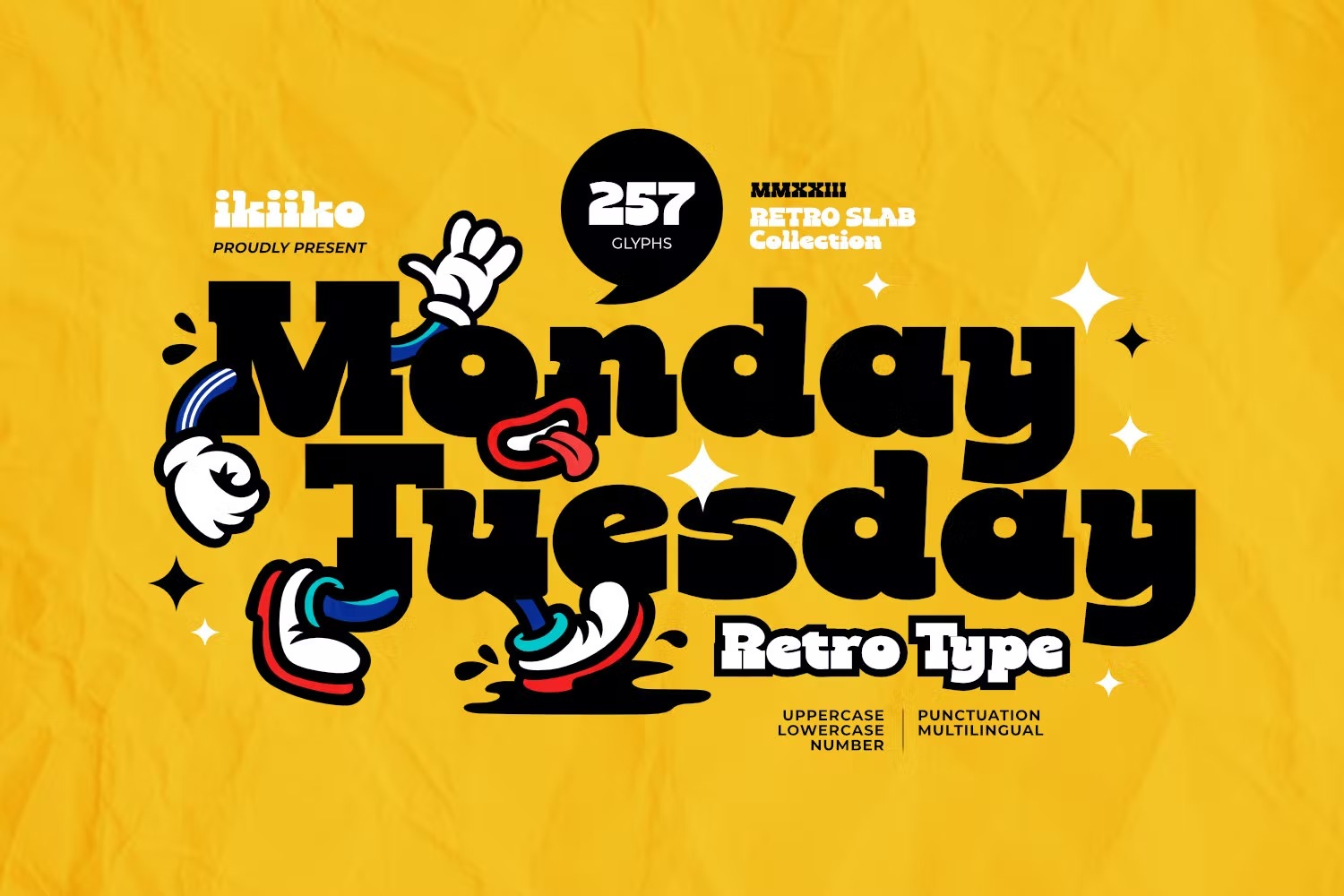 复古卡通有趣标签贴纸海报标题设计无衬线英文字体包 Monday Tuesday - Retro Type_img_2