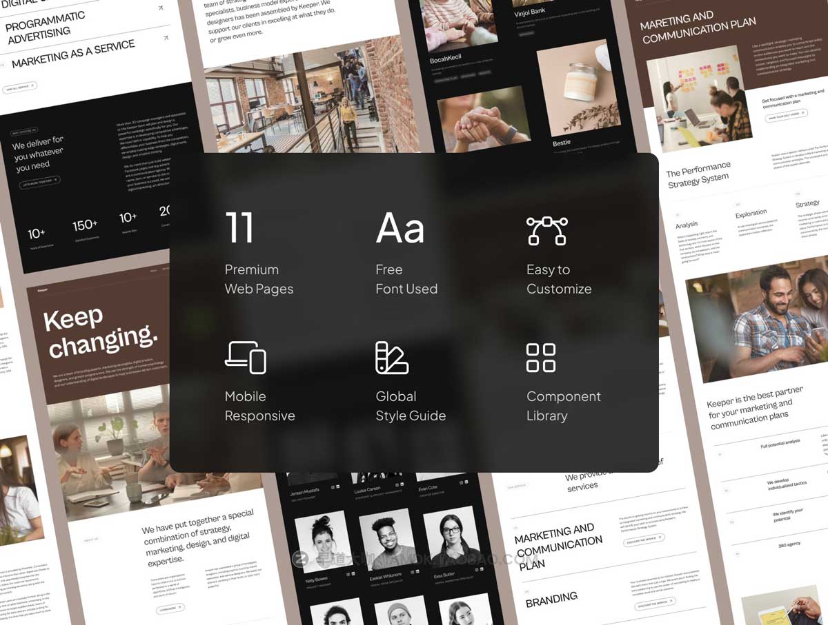 11屏高级自适应企业数字代理业务网站界面设计WEB UI套件素材包 Keeper - Digital Agency Website_img_2