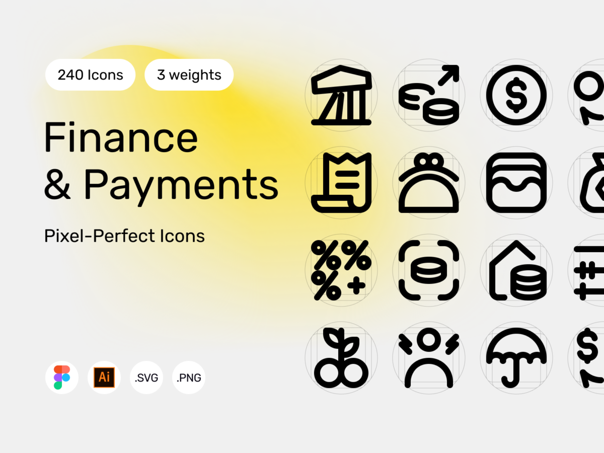 204个银行金融理财app应用网站icon线性图标ai矢量设计素材 Finance & Payments — Pixel-Perfect 240 Icons_img_3