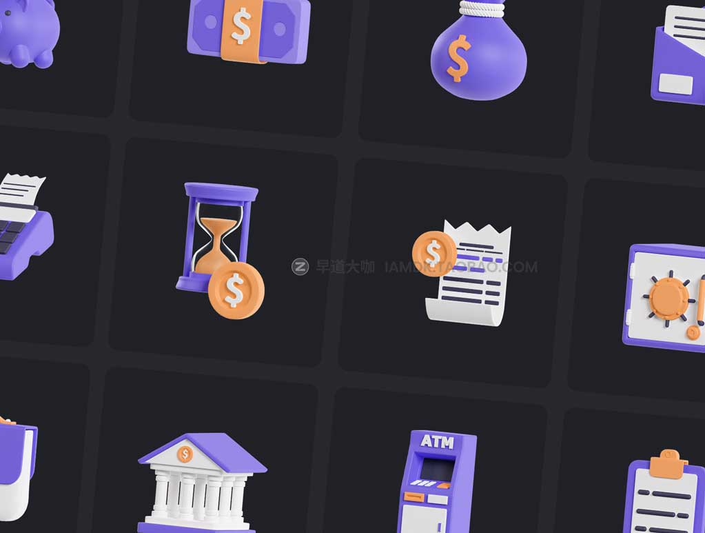 20个高级财务金融会记元素3D图标Icons设计素材包 Finance 3D Icons_img_2