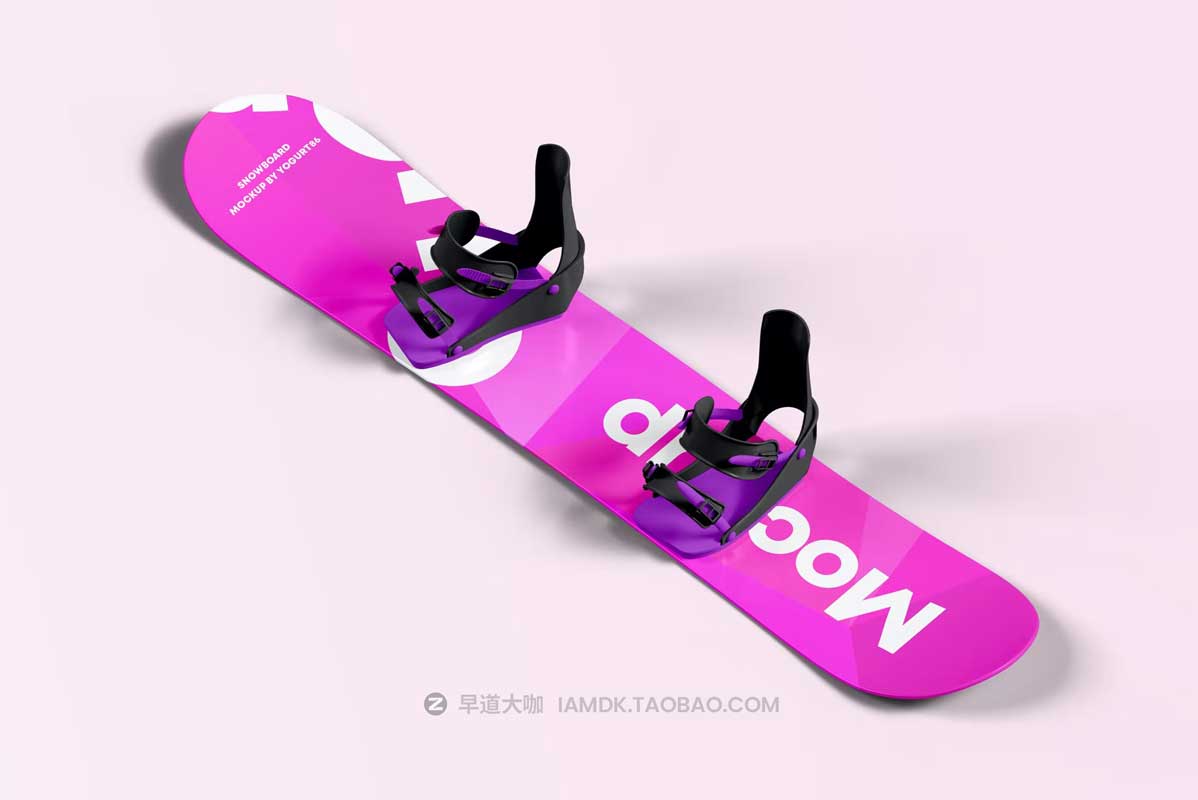 6款逼真滑雪板外观图案设计PS智能贴图样机模板素材 Snowboard Mock-up_img_2