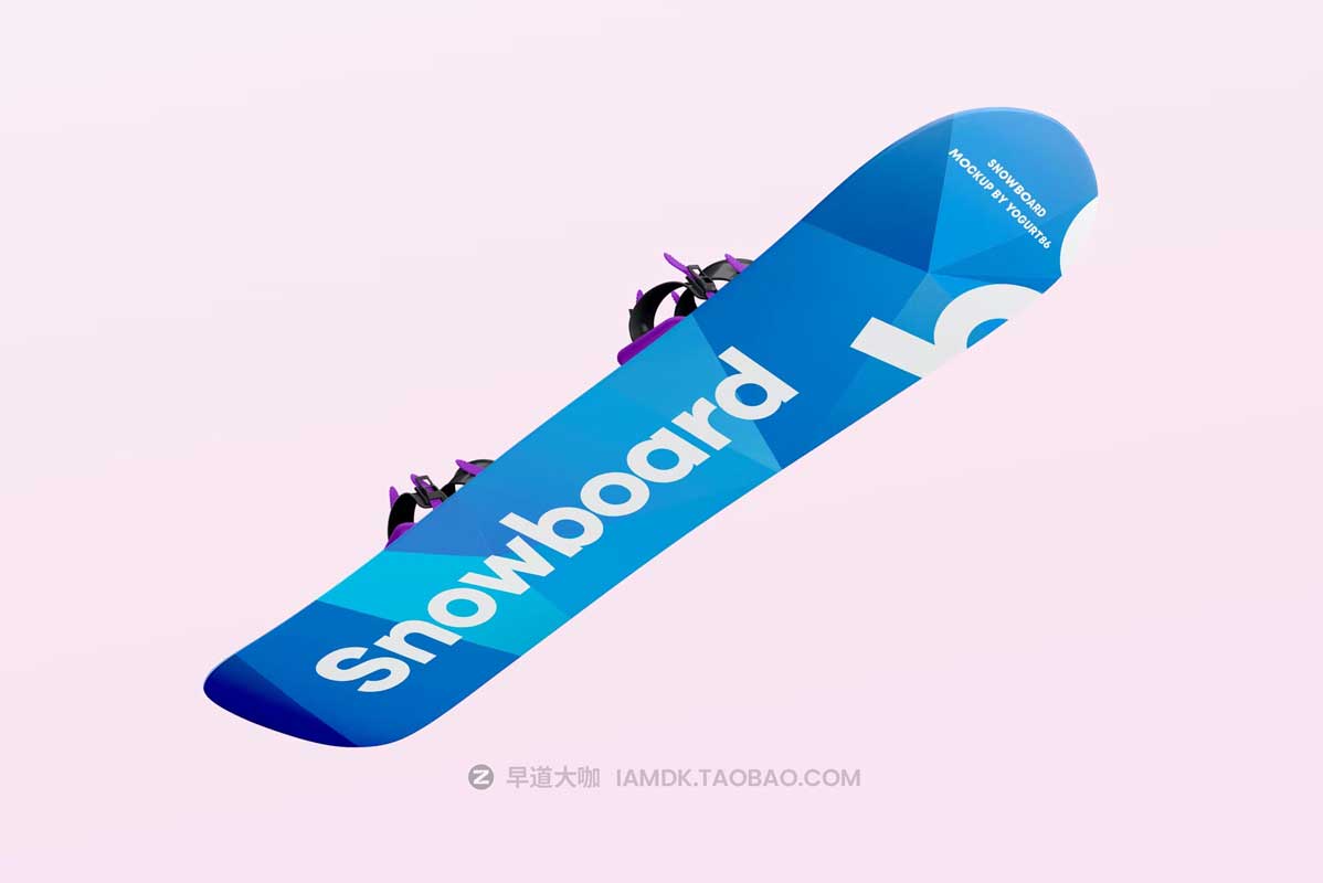 6款逼真滑雪板外观图案设计PS智能贴图样机模板素材 Snowboard Mock-up_img_2