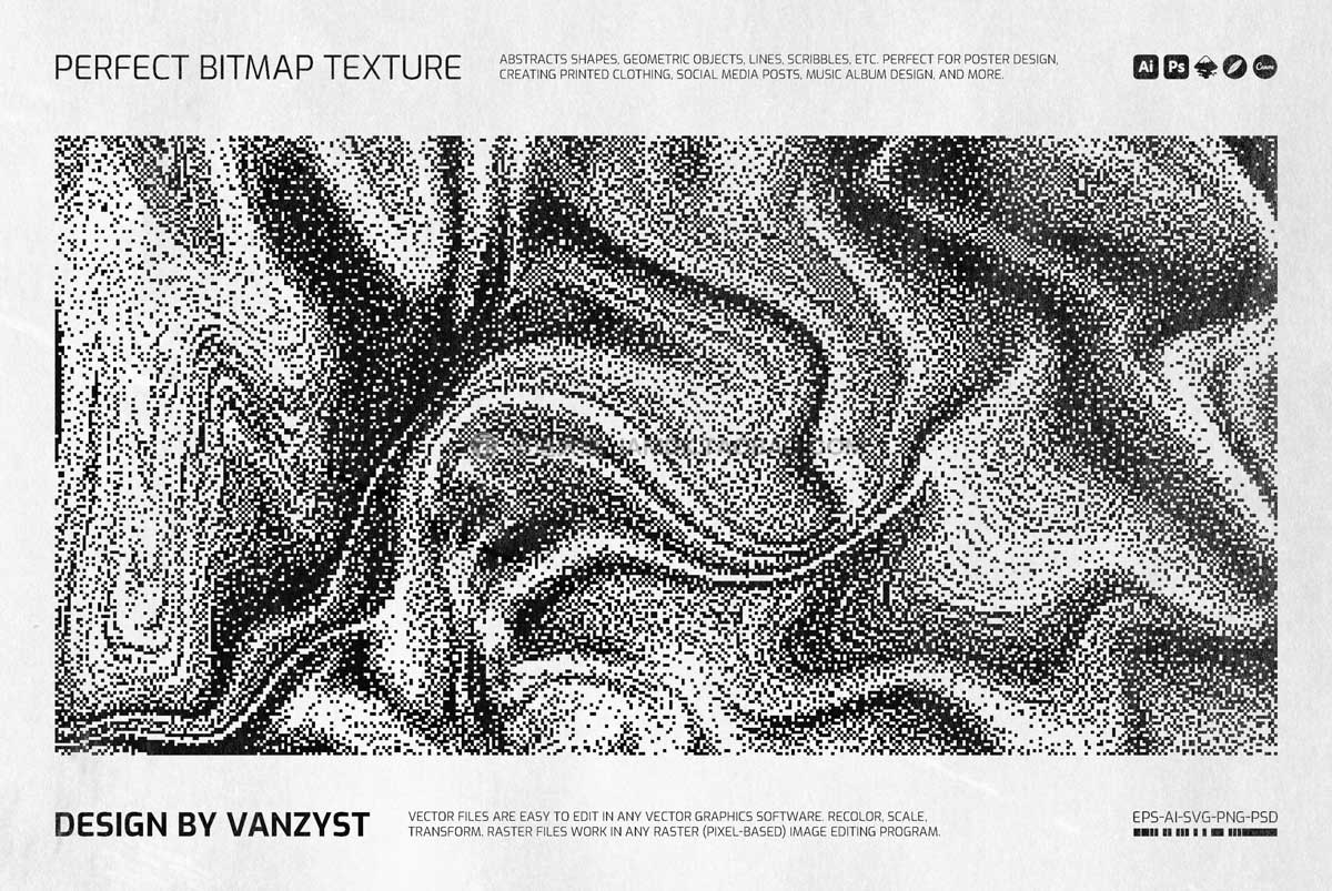 138款潮流复古街头嘻哈酸性像素颗粒抽象几何图形ai矢量设计素材 138 Bitmap Vector Shapes Pack_img_2