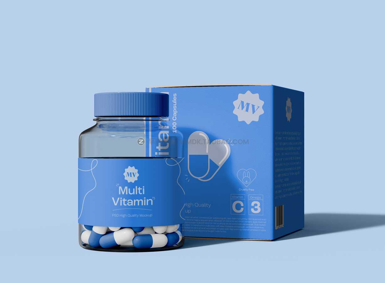 21款逼真药物胶囊包装瓶包装盒设计展示贴图PSD样机模板 Pills Mockup_img_2