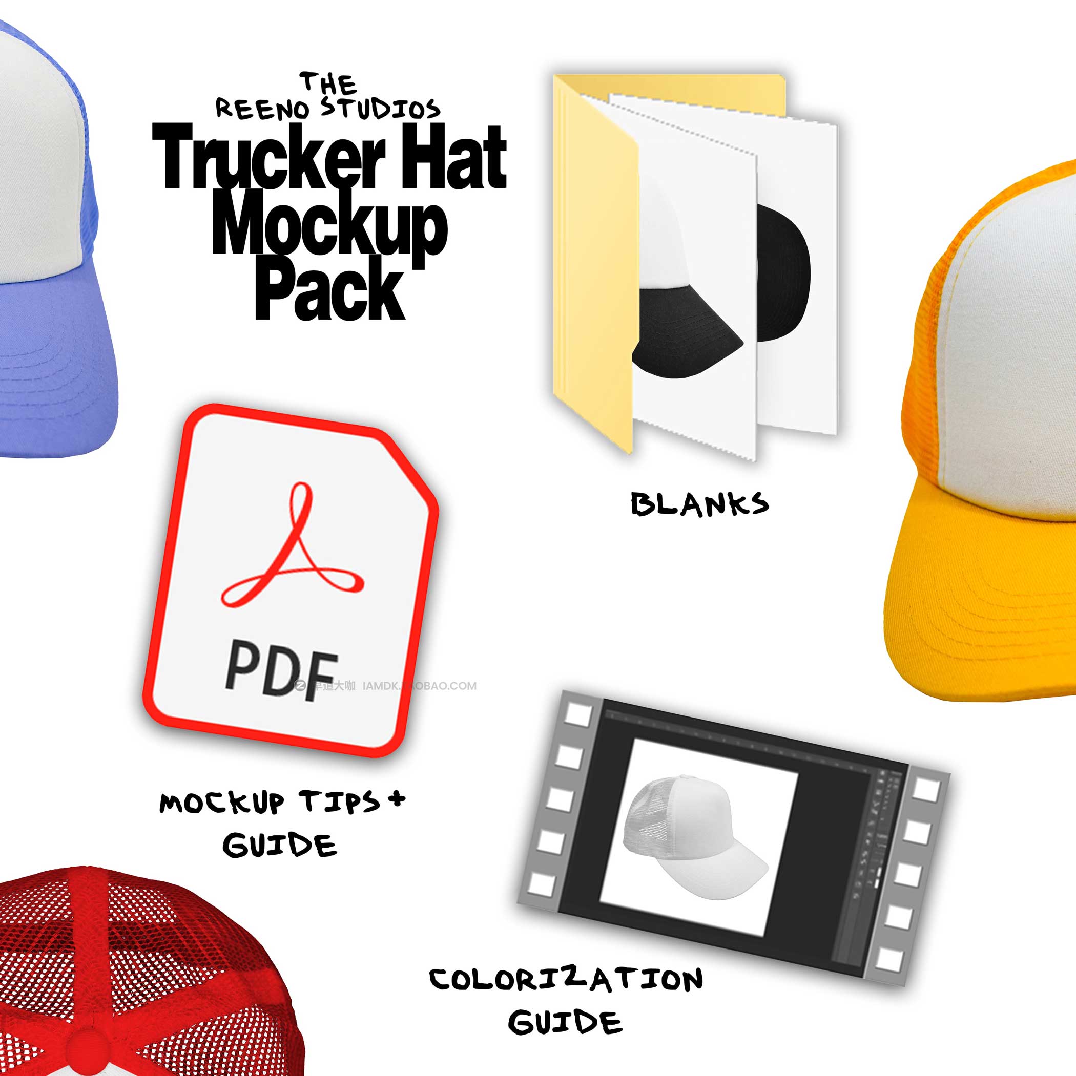 25款高质量卡车司机帽子防晒帽PNG免抠图设计素材 The REENO Studios Trucker Hat Mockup Pack_img_2