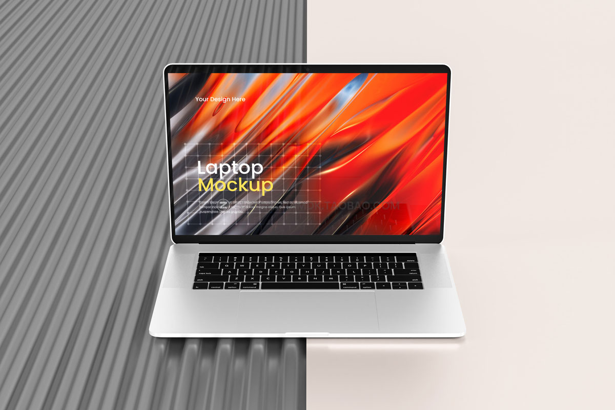 12款时尚网站界面设计苹果笔记本MacBook Pro电脑屏幕演示PS样机模板 Minimal Laptop Mockup_img_2