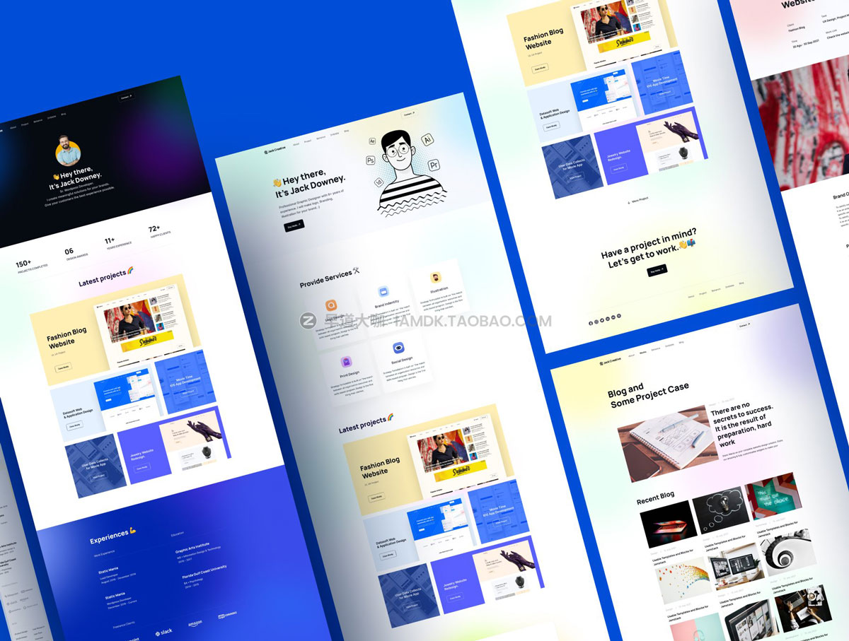 创意个人设计师作品集展示网站界面设计HTML源码模板素材 JackCreative: Personal Portfolio Website Template_img_2