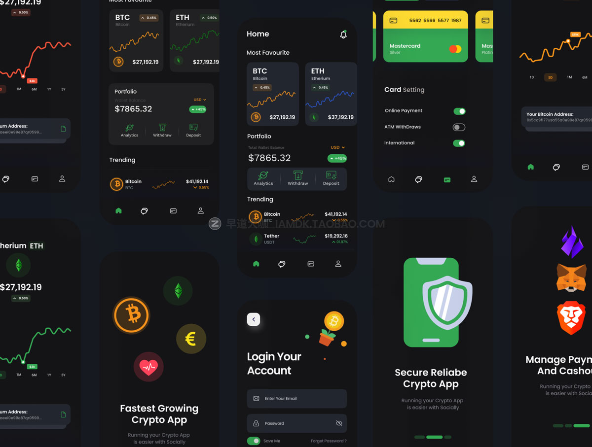 45+屏优质加密钱包货币金融理财软件APP界面设计UI套件 DotCoin - Crypto Wallet App UI Kit_img_2