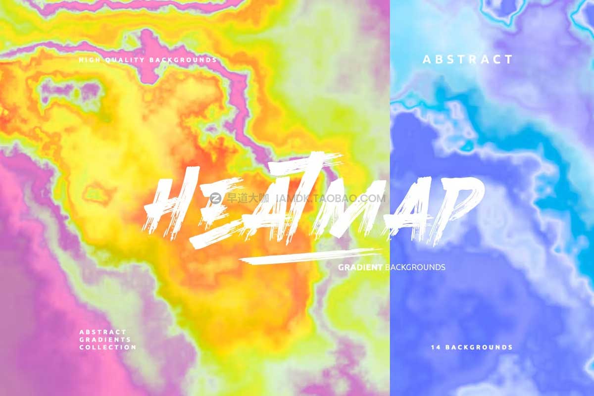 时尚抽象艺术热像仪渐变地图纹理海报背景底纹图片设计素材 Heat Map Gradient Backgrounds_img_2