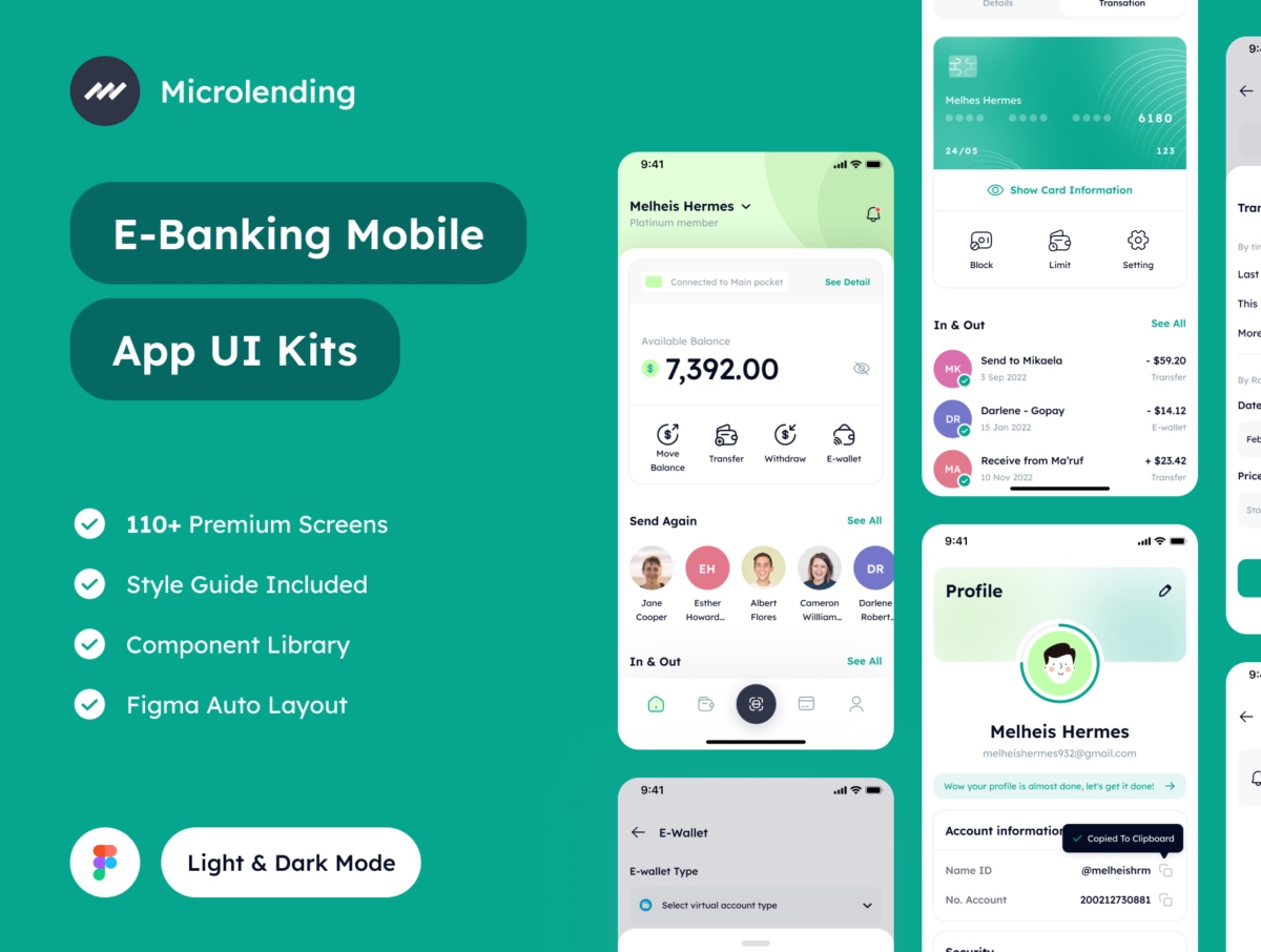 200+屏金融理财银行贷款应用程序界面设计APP UI套件素材 Microlending - Banking Apps_img_3