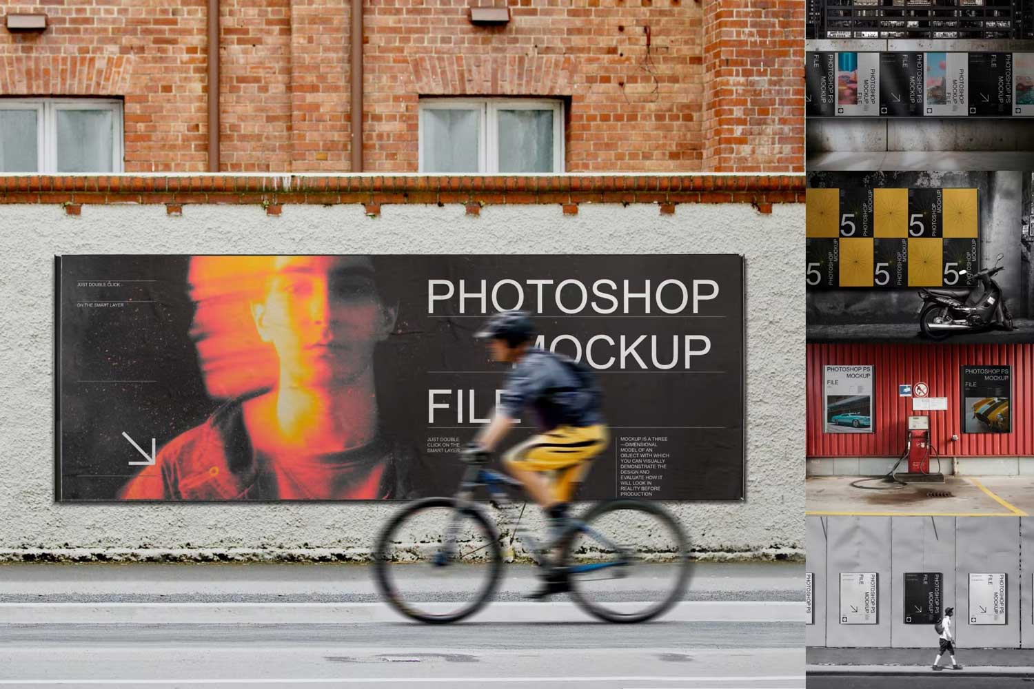 时尚城市街头宣传海报广告牌设计展示贴图PSD样机模板 Poster and Billboard Mockup Set_img_2