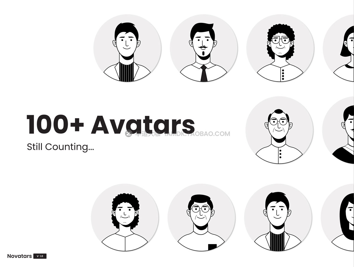 100+卡通有趣2D人物头像图标AI矢量设计素材 Novatars 2D Avatars_img_2