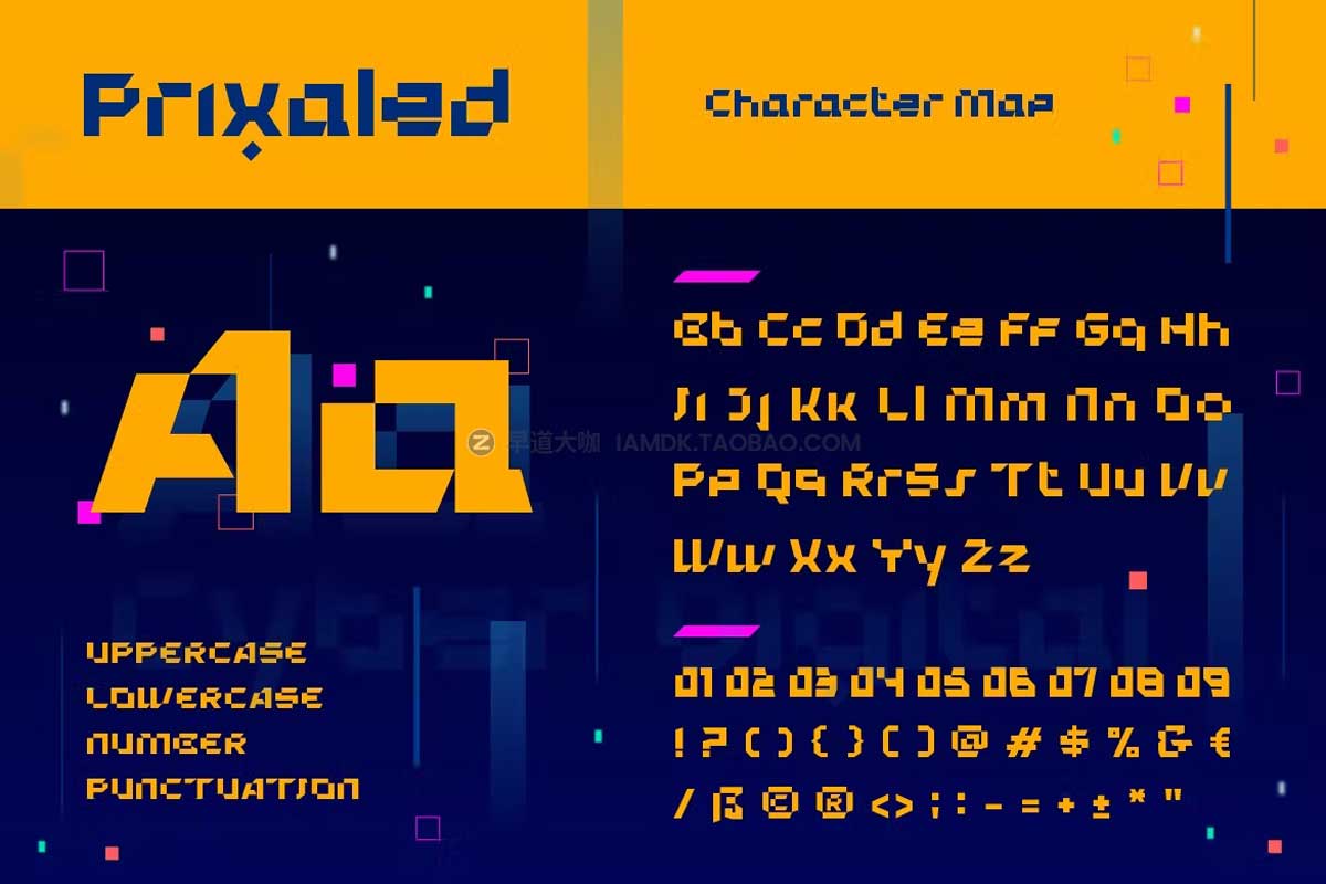 未来科幻像素风几何杂志电影标题logo徽标设计无衬线英文字体 Prixaled Font_img_2