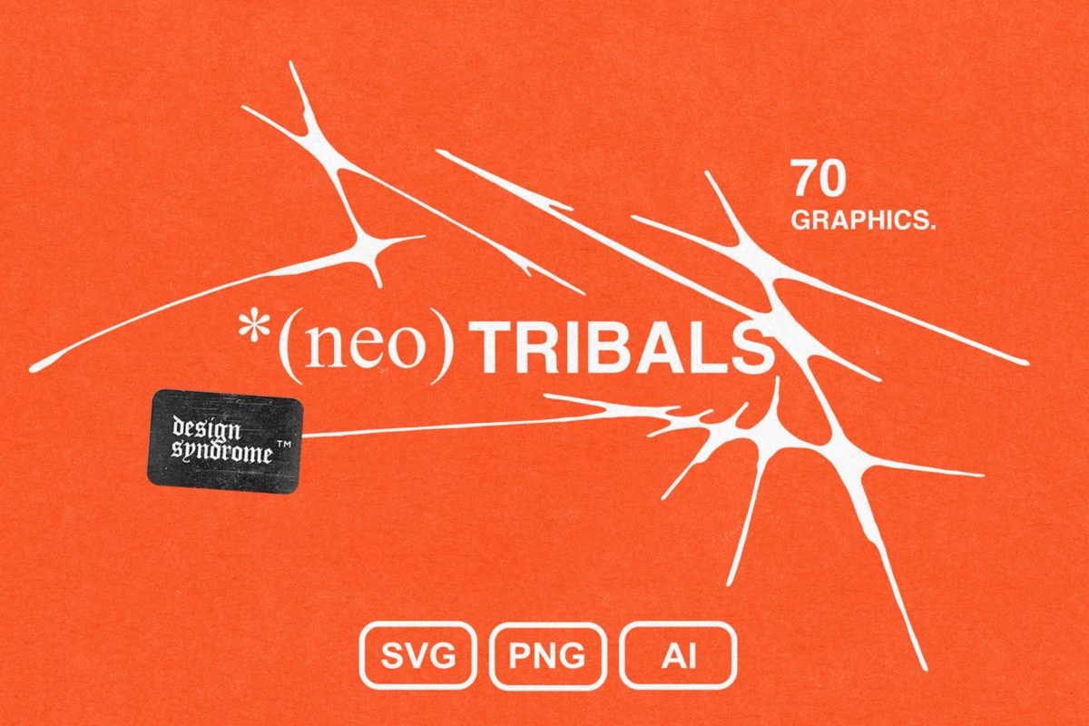 70个新潮复古Y2K小众酸性线条抽象艺术图形AI矢量设计素材 Neo Tribals Graphics Pack_img_3