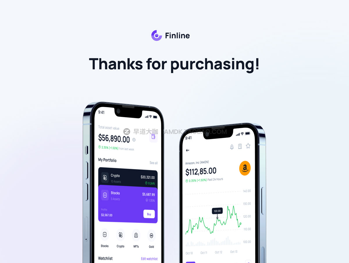 130多屏投资金融理财应用程序APP界面设计UI套件FIGMA模板 Finline - Investments & Finance App UI Kit_img_2