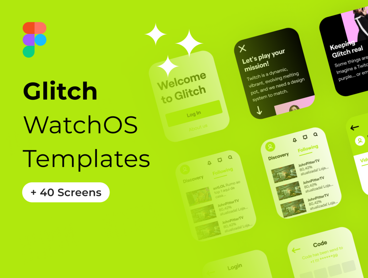 40屏高质量苹果手表watchOS系统直播APP界面设计UI套件素材 Glitch - WatchOS Templates_img_3