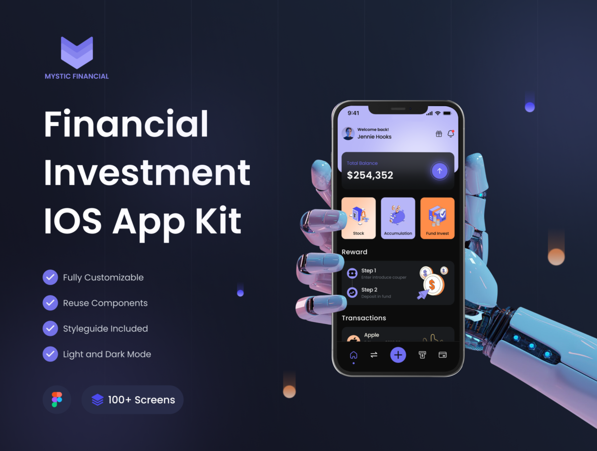 100+屏优质金融投资理财APP界面设计UI套件素材 Financial Investment Mobile App UI Kit_img_3