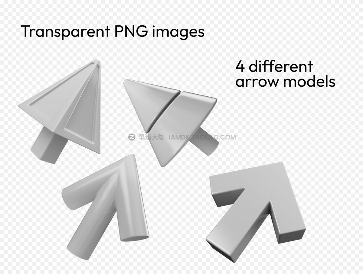 高级3D立体箭头APP网站界面设计C4D图标模型设计素材 3D arrows, 4 shapes, 7 materials_img_2