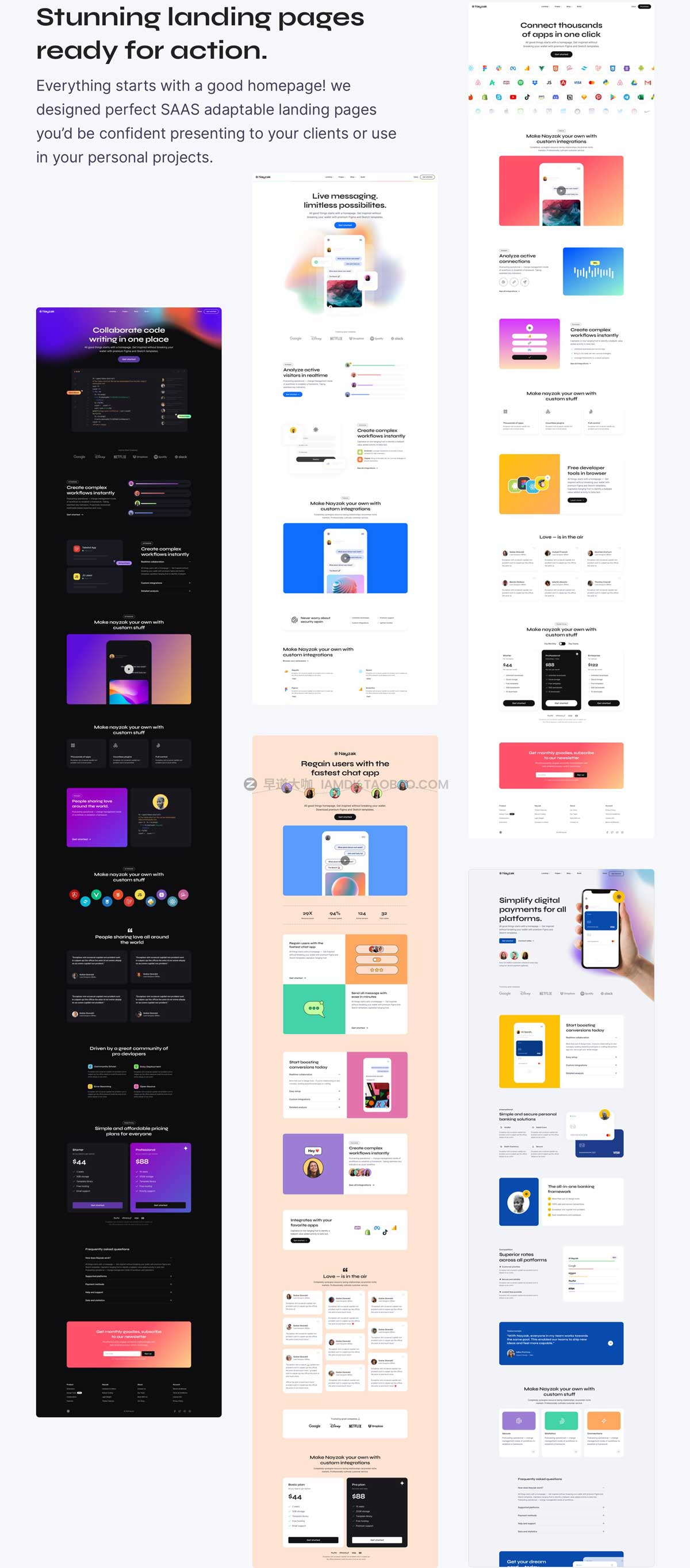 15页精美响应式企业网站界面设计Figma/Sketch模板ui素材套件包 Nayzak SAAS Templates & UI Kit_img_2