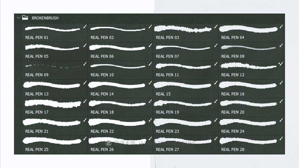 30支复古粗糙手绘涂鸦毛笔水墨手写线条艺术绘画PS笔刷设计素材包 REAL PEN BRUSHES*_img_2