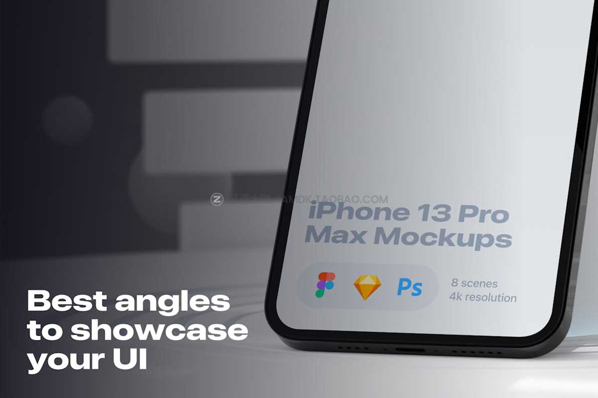 8款高级质感苹果iPhone 13 Pro Max手机屏幕演示样机模板 8 Custom mockups_img_2