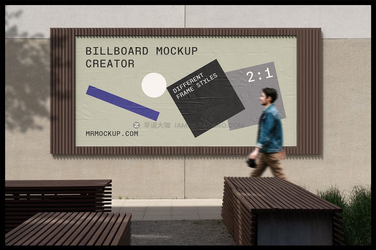 高级户外街头广告牌宣传海报广告设计展示PS智能贴图样机模板 Billboard Mockup - Scenes Creator_img_2