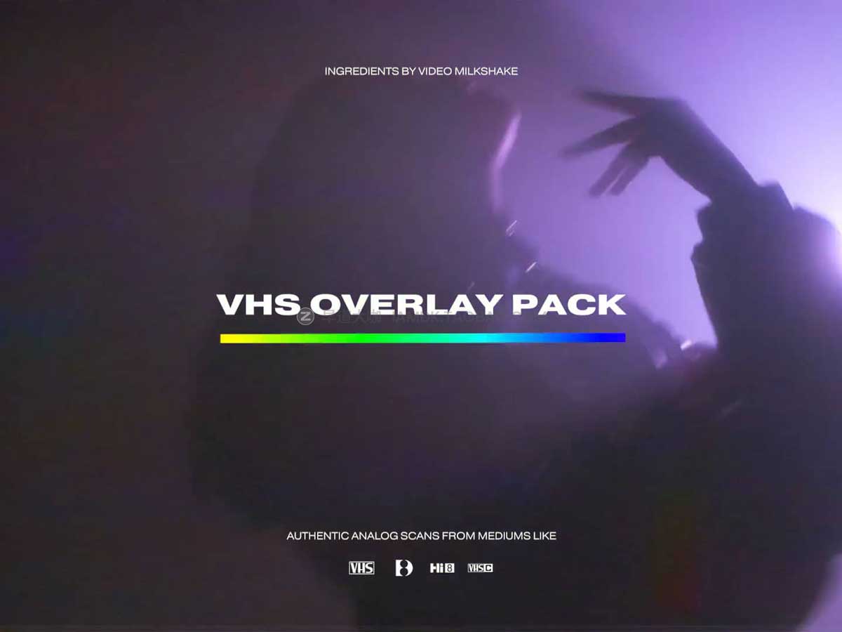 57组复古VHS做旧磁带故障失真噪点颗粒纹理背景视频素材 Video Milkshake VHS Glitches Overlay Pack 2.0_img_2