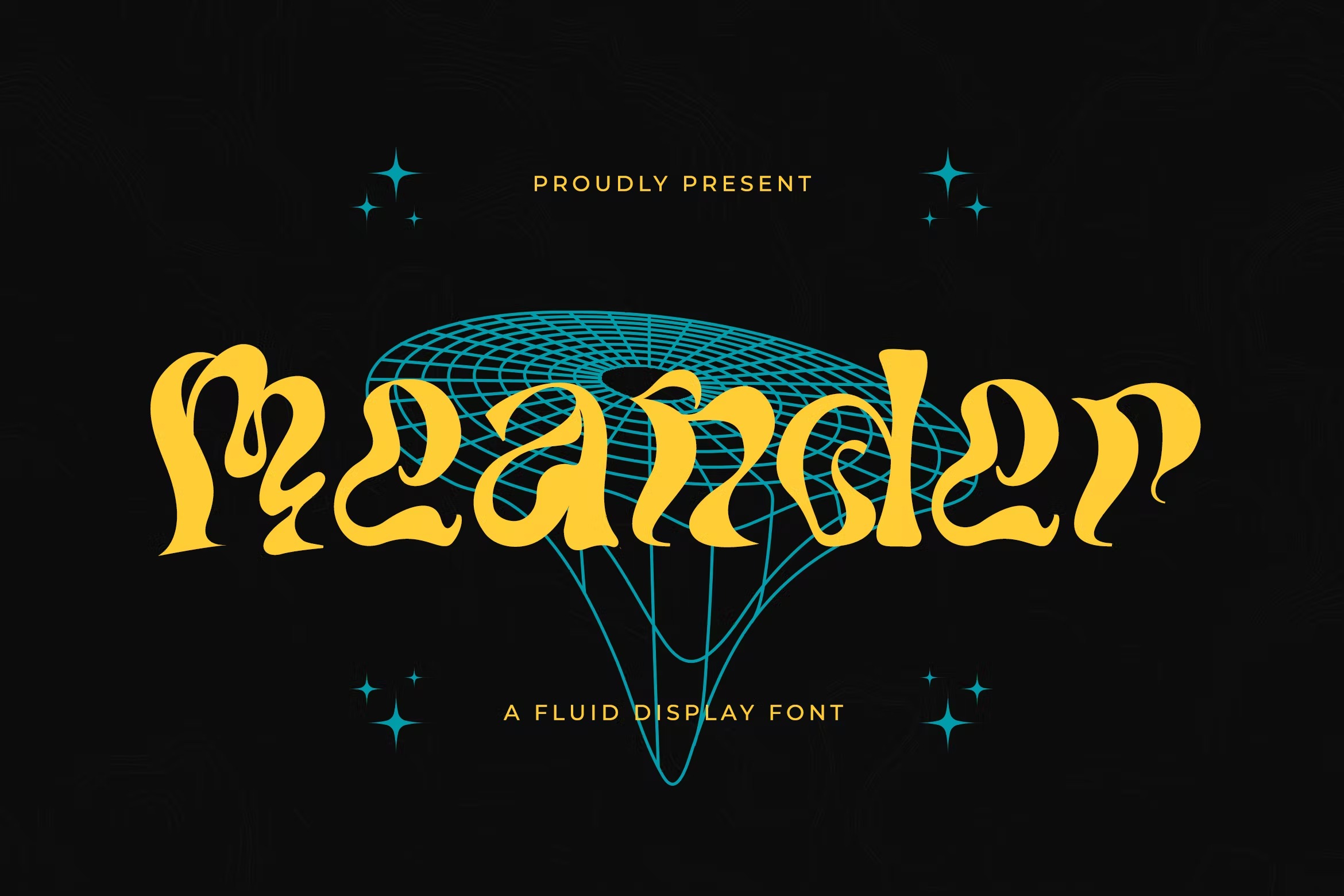 现代时尚酸性液体逆反差潮牌logo海报标题扭曲英文字体包 Meander - A Fluid Display Font_img_2