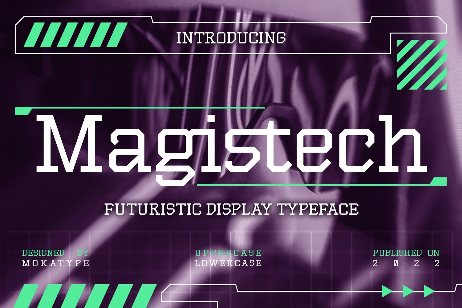 未来科幻工业几何风科技标题排版设计无衬线英文字体 Magistech - Futuristic Font_img_2