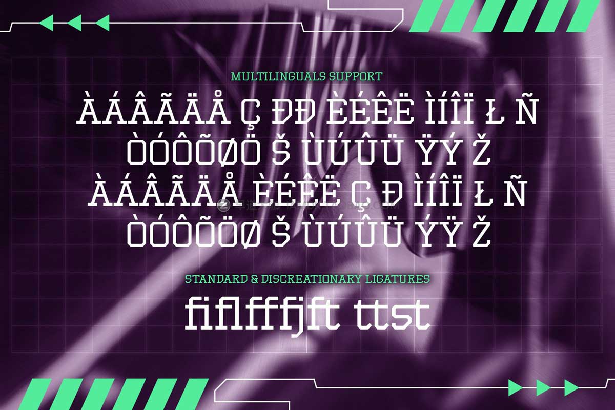 未来科幻工业几何风科技标题排版设计无衬线英文字体 Magistech - Futuristic Font_img_2