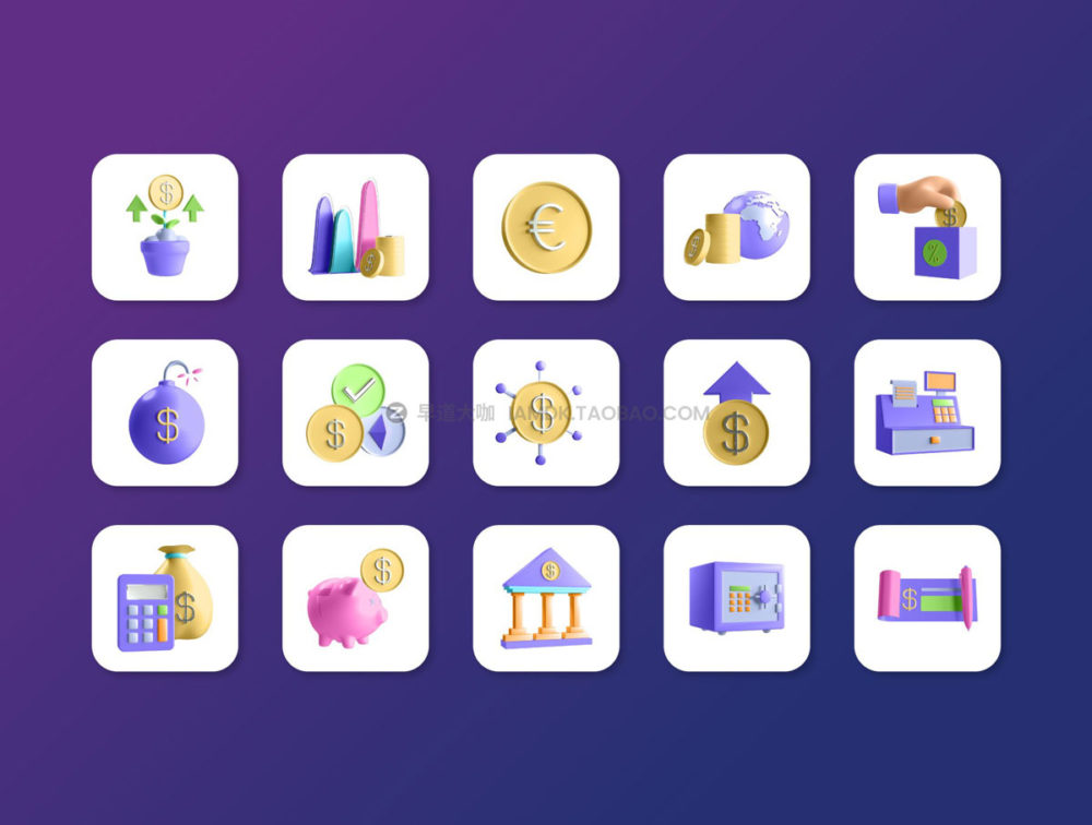 30个创意金融银行加密货币3D插画插图图标Icons设计素材包 3D Economics and Finance Icons Vol. 2_img_2