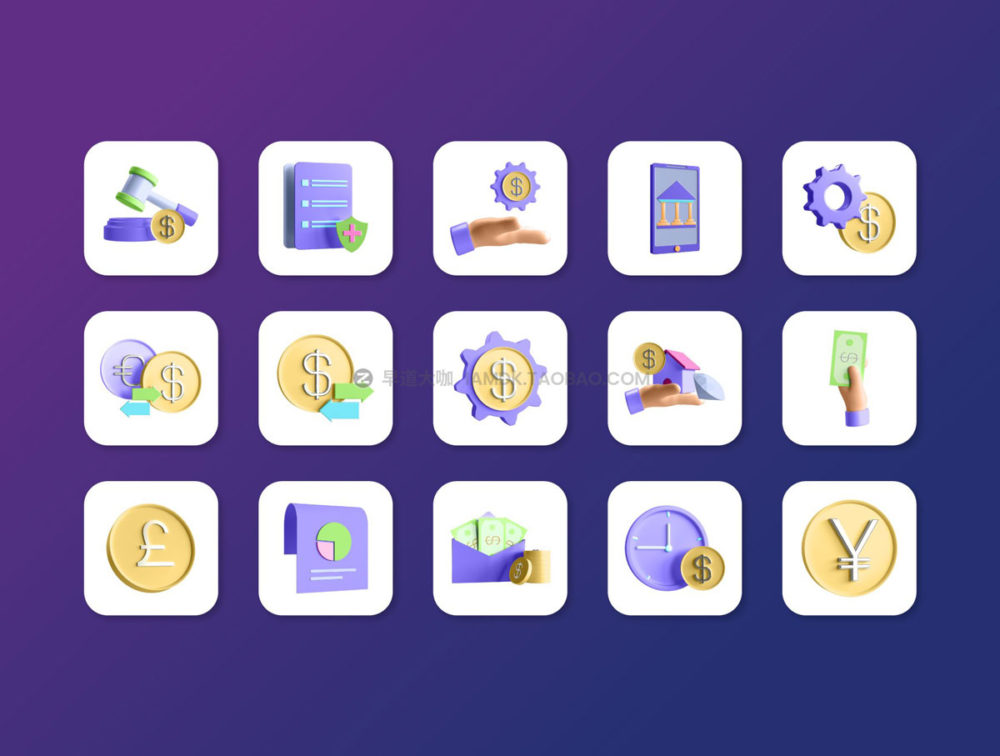 30个创意金融银行加密货币3D插画插图图标Icons设计素材包 3D Economics and Finance Icons Vol. 2_img_2