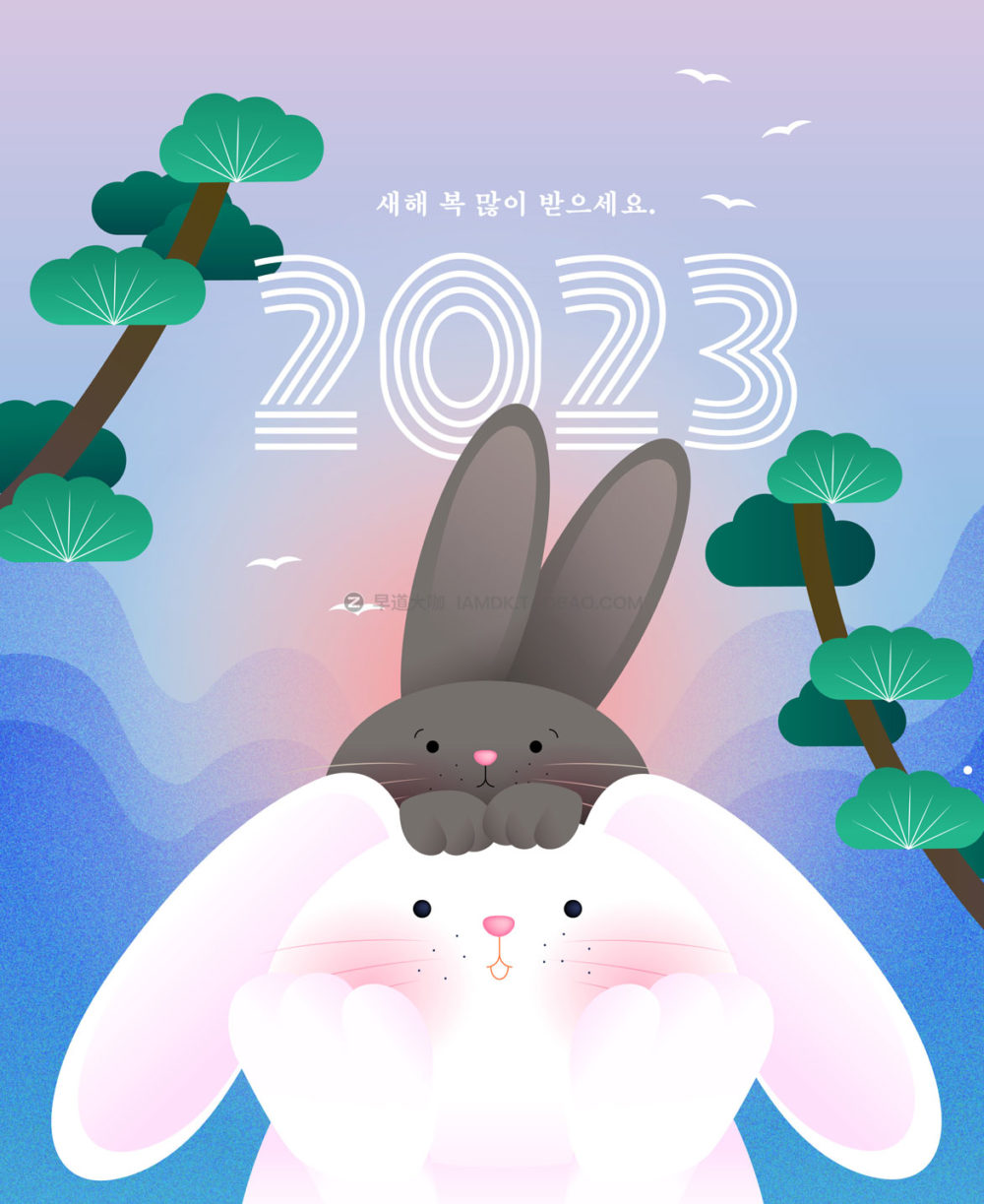 18款2023年兔年海报红包封面设计AI矢量插画插画设计素材 Year of the rabbit illustration vector_img_2