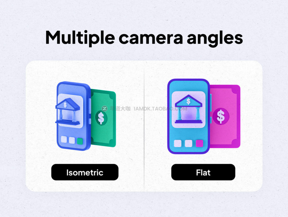40款多角度银行金融理财财务3D立体插图插画图标Icons设计素材包 Multiangle 3D Banking Icons_img_2