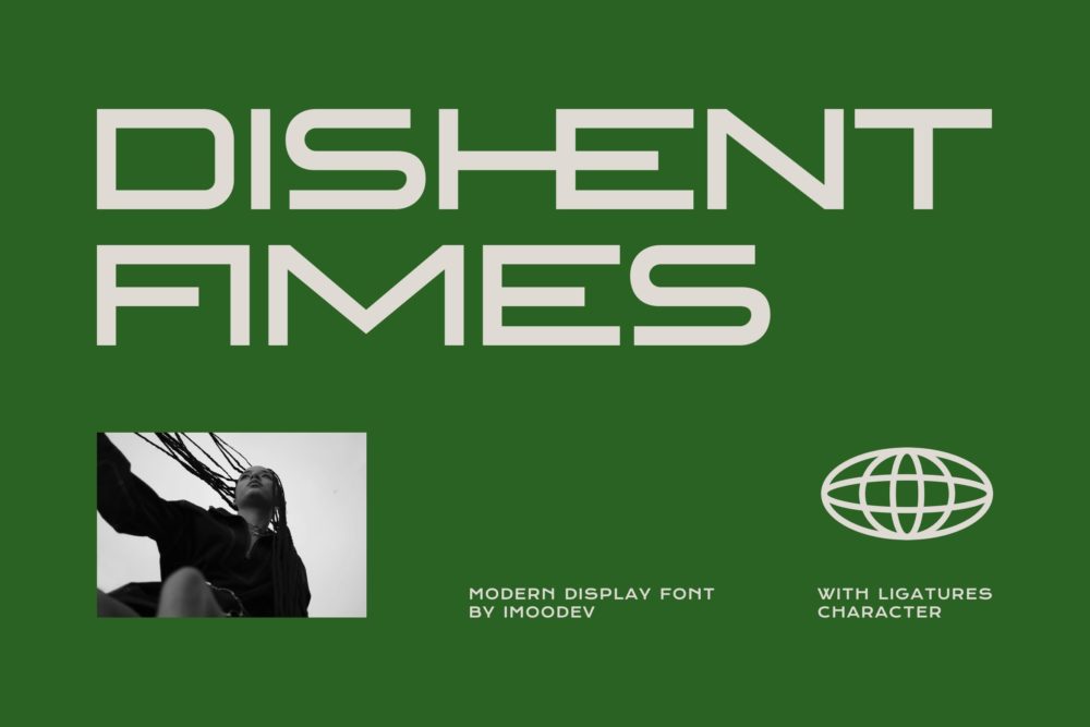 未来派创意工业风海报杂志标题logo包装设计无衬线英文字体 Dishent Fimes - Modern Font_img_2