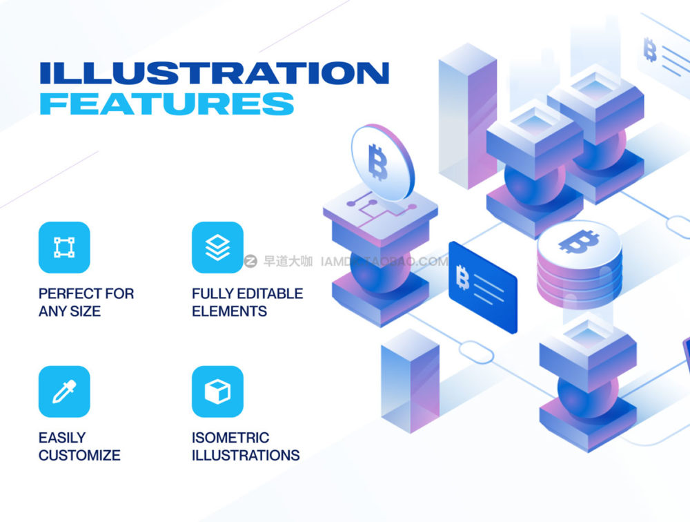 12幅等距加密货币比特币金融理财3D插图插画图标Icons素材包 Currency - Cryptocurrency Isometric Illustration Set_img_2