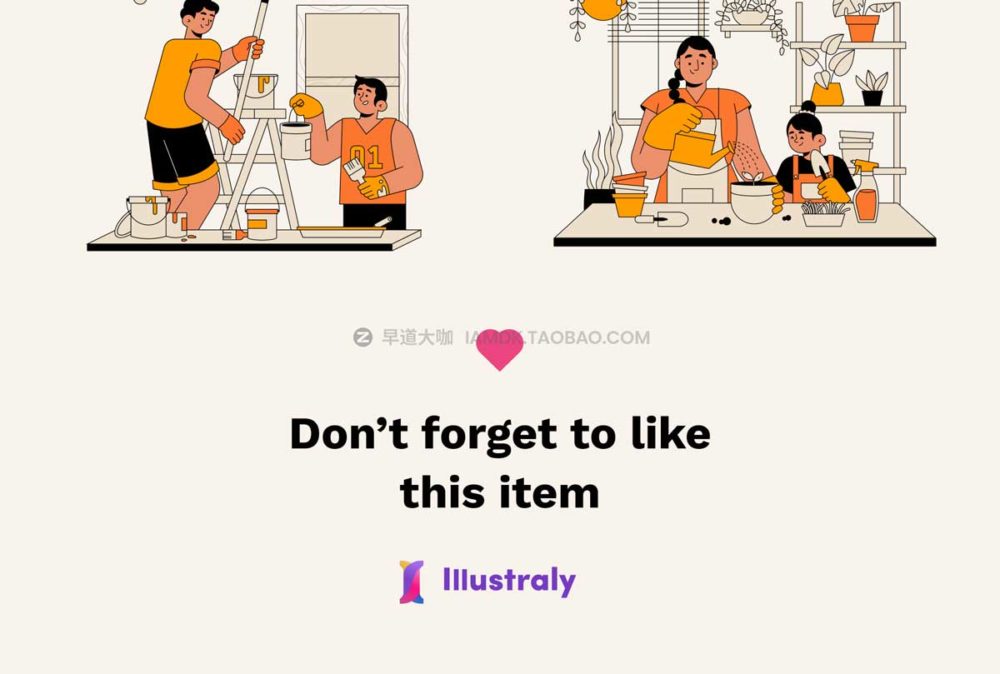 12幅独特家庭生活场景人物矢量插图插画ui界面设计素材 Parenty - Family Activity Illustration Set_img_2