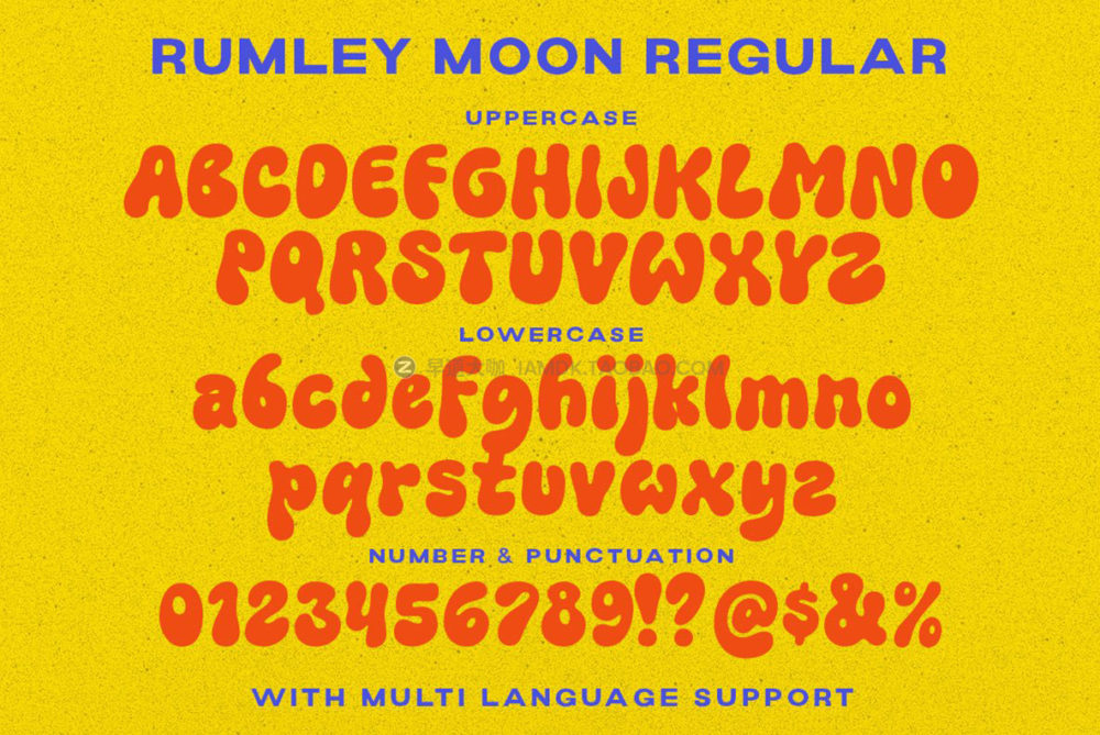 复古卡通有趣杂志书籍排版贺卡包装标题logo设计英文字体下载 Rumley Moon - Groovy Hipster Font_img_2