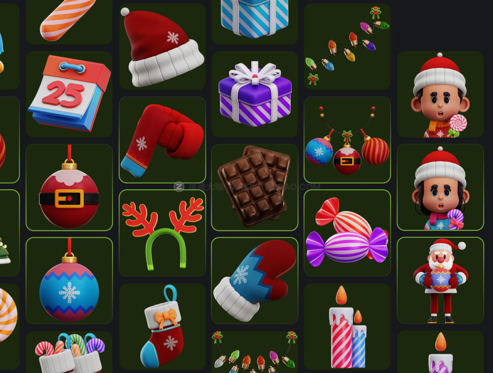 30款高级质感圣诞节节日3d插画插图icons图标设计素材 Christmas 3D Icon Pack - Objectsly V.1_img_2