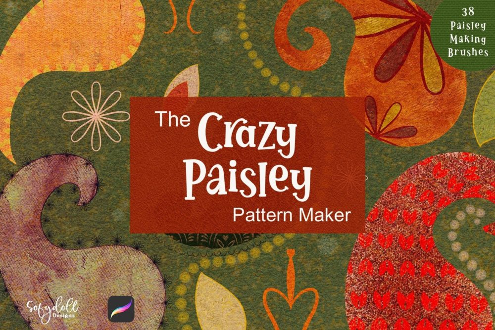 趣味佩斯利图案艺术绘画效果iPad Precreate笔刷设计素材 The Crazy Paisley Pattern Maker_img_2