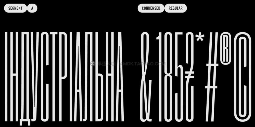 19世纪欧洲怪诞几何风浓缩书籍杂志标题logo设计无衬线英文字体包 Segment A Type Font Family_img_2