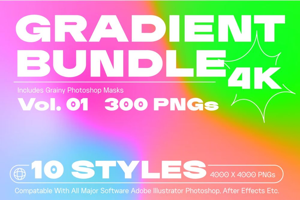 300多款潮流多彩渐变模糊颗粒纹理抽象背景图片设计素材 Gradient Bundle vol 01_img_2