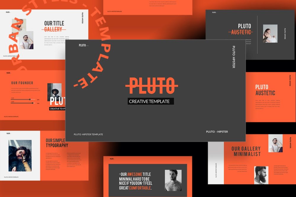 创意都市风商业策划个人作品集简历设计ppt+keynote模板 Pluto Powerpoint+Keynote Template_img_2