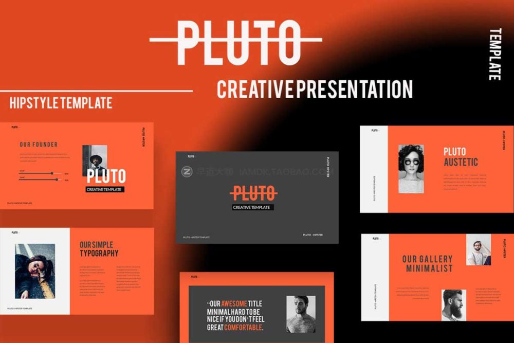 创意都市风商业策划个人作品集简历设计ppt+keynote模板 Pluto Powerpoint+Keynote Template_img_2